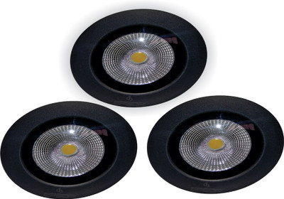 

EPSORI 16 Watt Round Water Proof White Anox Led Flood Light set of 3 Night Lamp(10 cm, Black)