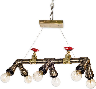 

Fos Lighting Rustic Industrial Pipe 6 Light Night Lamp(45.72 cm, Antique Gold)