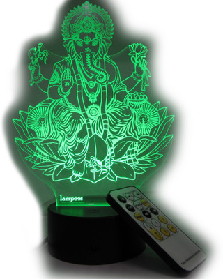 

Varna Crafts Lampees Ganapathy 3D Illusion Led Table Lamp(23 cm, Multicolor)