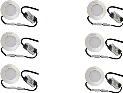 

EPSORI 4Watt 6500k White Round Indoor Cosiva Led Down Light Set of 6 Night Lamp(2.5 cm, White)