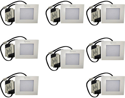 

EPSORI 4Watt 6500k White Square Indoor Cosiva Led Down Light Set of 8 Night Lamp(2.5 cm, White)