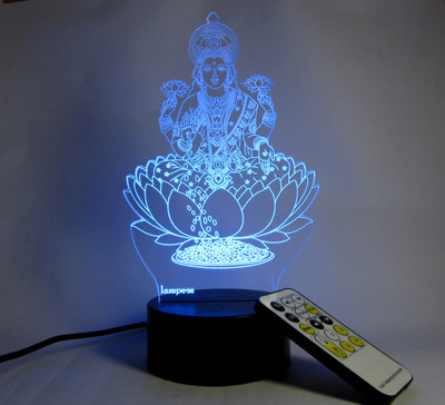 

Varna Crafts Lampees Lakshmi Devi 3D Illusion LED Table Lamp(23 cm, Multicolor)