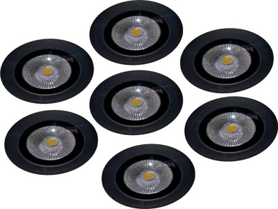 

EPSORI 16 Watt Round Water Proof White Anox Led Flood Light set of 7 Night Lamp(10 cm, Black)