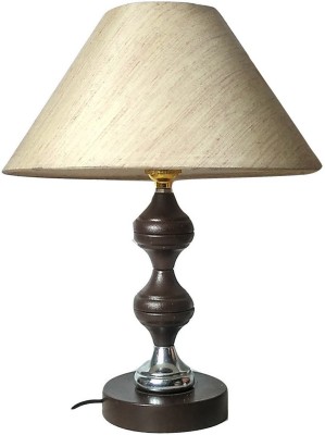 

RDC Brown Silver Stand Table Lamp with 10" Round Cream-khadi Lamp Shade Table Lamp(32 cm, Brown)