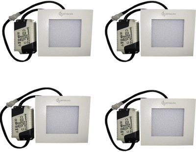 

EPSORI 4Watt 6500k White Square Indoor Cosiva Led Down Light Set of 4 Night Lamp(2.5 cm, White)
