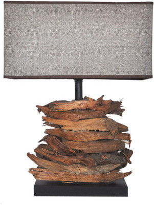 

Scrafts Square Log Design Wooden Table Lamp(40 cm, Brown)