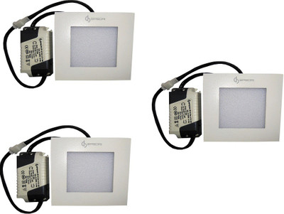 

EPSORI 4Watt 6500k White Square Indoor Cosiva Led Down Light Set of 3 Night Lamp(2.5 cm, White)