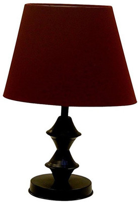 

RDC Black Double Ring Stand Table Lamp with 10" Oval Plain Maroon Lamp Shade Table Lamp(32 cm, Black)