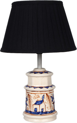 

The Decor Mart White & Blue Ceramic Table Lamp(2.54 cm, White)