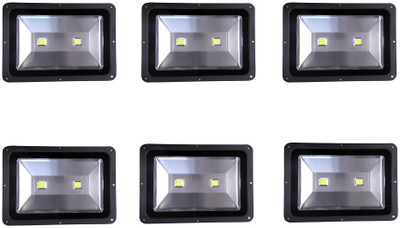 

EPSORI 100 Watt Square Water Proof White Anox Led Flood Light set of 6 Night Lamp(18 cm, Black)