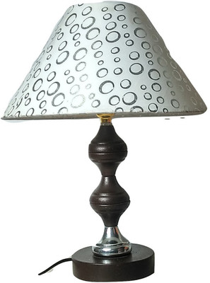 

Woodly Silver Circle Design Table Lamp(30 cm, White)