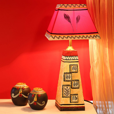 

ExclusiveLane Warli Handpainted Table Lamp(43 cm, Beige, Red)