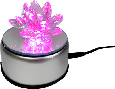 

Starstell Pink Crystal Lotus Flower With 4 Led Light Stand Turntable Rotating Table Lamp(10 cm, Multicolor)