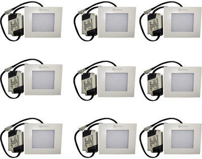

EPSORI 4Watt 6500k White Square Indoor Cosiva Led Down Light Set of 9 Night Lamp(2.5 cm, White)