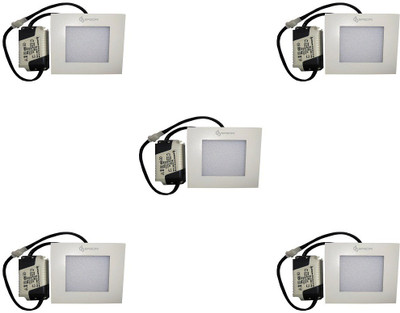 

EPSORI 4Watt 6500k White Square Indoor Cosiva Led Down Light Set of 5 Night Lamp(2.5 cm, White)