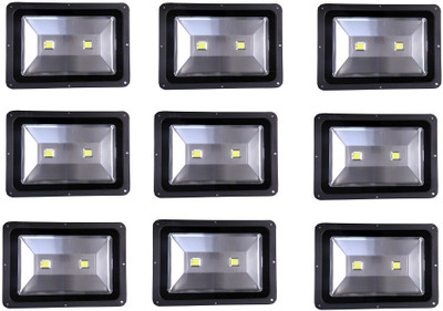 

EPSORI 100 Watt Square Water Proof White Anox Led Flood Light set of 9 Night Lamp(18 cm, Black)