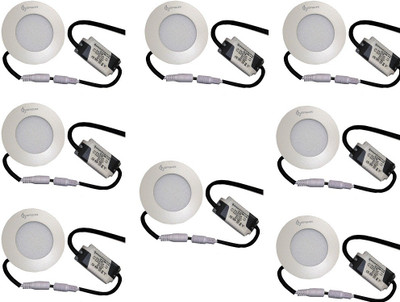 

EPSORI 4Watt 6500k White Round Indoor Cosiva Led Down Light Set of 8 Night Lamp(2.5 cm, White)