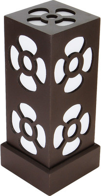 

WhiteRay Wooden Square Flower Cut Design Brown Table Lamp(30 cm, Brown)