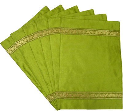 Home Shine Light Green Polyester Table Linen Set(Pack of 6)