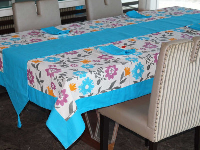 

Lushomes Light Blue Organic Cotton Table Linen Set(Pack of 8)