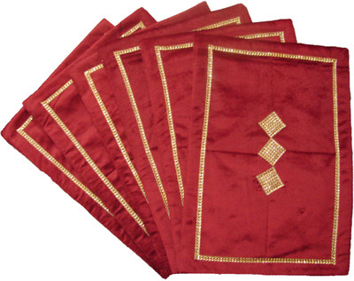 

Home Shine Maroon Velvet Table Linen Set(Pack of 6)