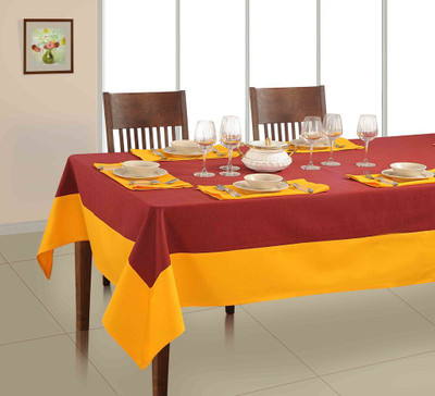 

Soumya Furnishings Brown, Yellow Organic Cotton Table Linen Set(Pack of 7)