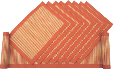 

Rhapsody Decor Orange, Beige Organic Cotton Table Linen Set(Pack of 9), Beige;orange