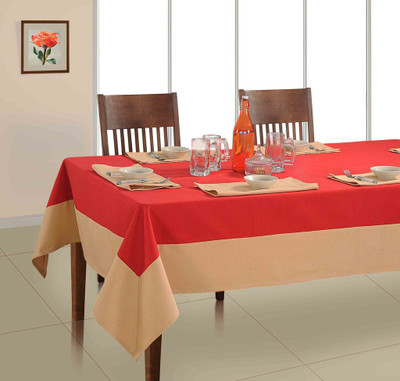 Soumya Furnishings Red, Beige Organic Cotton Table Linen Set(Pack of 7), Beige;red
