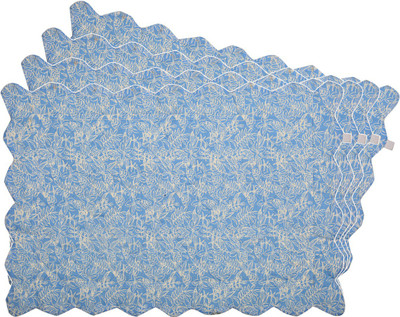 Zubix Rectangular Pack of 4 Table Placemat(Blue, Cotton)