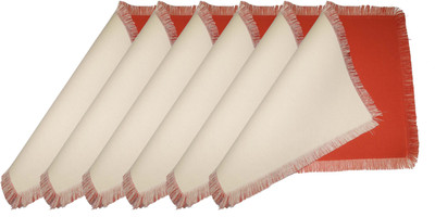 

Lushomes Rectangular Pack of 6 Table Placemat(Orange, Cotton)
