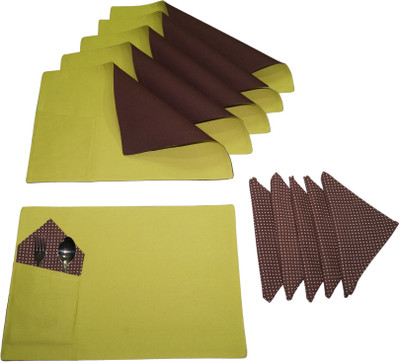 

Lushomes Rectangular Pack of 12 Table Placemat(Yellow, Cotton)