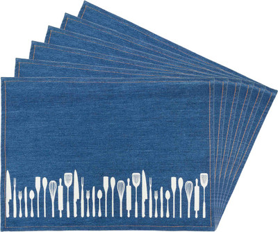 

Zubix Rectangular Pack of 6 Table Placemat(Blue, Cotton)