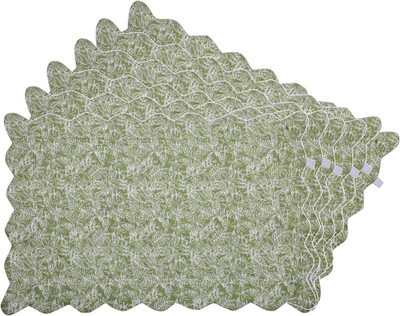 Zubix Rectangular Pack of 6 Table Placemat(Green, Cotton)