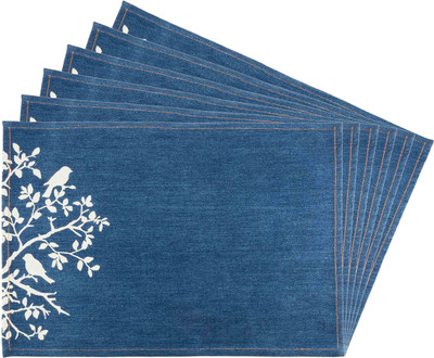 

Zubix Rectangular Pack of 6 Table Placemat(Blue, Cotton)