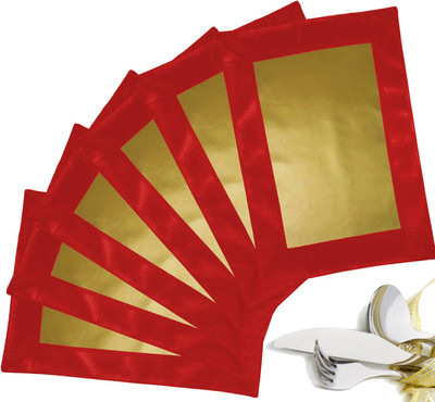 46% OFF on ZIKRAK EXIM Rectangular Pack of 6 Table Placemat(Gold, Red, Leather)