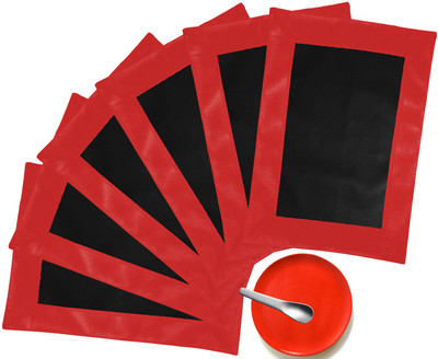 43% OFF on ZIKRAK EXIM Rectangular Pack of 6 Table Placemat(Black, Red, Leather)