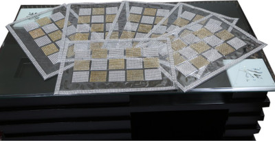 KUBER INDUSTRIES Rectangular Pack of 6 Table Placemat(Silver, Plastic)