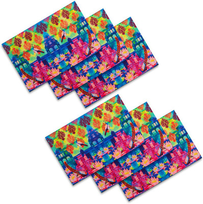 

SEJ by Nisha Gupta Rectangular Pack of 6 Table Placemat(Multicolor, Cotton)