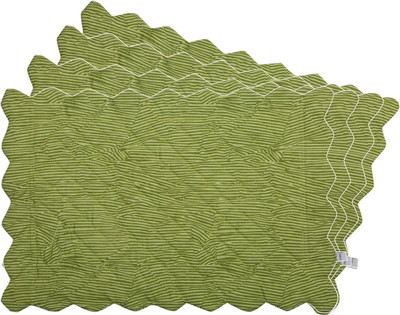 Zubix Rectangular Pack of 4 Table Placemat(Green, Cotton)