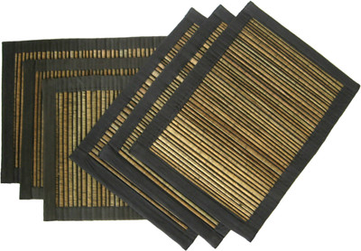 

Rhapsody Decor Rectangular Pack of 6 Table Placemat(Black, Beige, Cotton, Straw), Beige;black