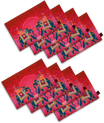 

SEJ by Nisha Gupta Rectangular Pack of 8 Table Placemat(Orange, Cotton)