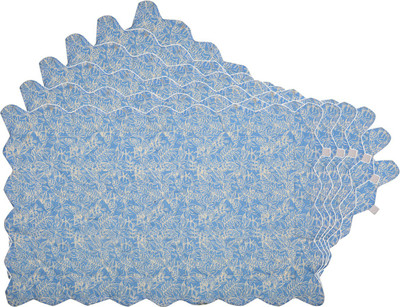 

Zubix Rectangular Pack of 6 Table Placemat(Blue, Cotton)