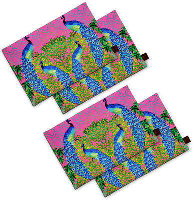 

SEJ by Nisha Gupta Rectangular Pack of 4 Table Placemat(Pink, Cotton)