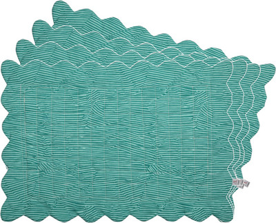 Zubix Rectangular Pack of 4 Table Placemat(Blue, Cotton)