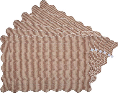 Zubix Rectangular Pack of 6 Table Placemat(Beige, Cotton)