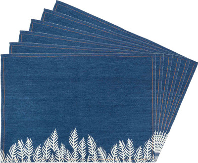 

Zubix Rectangular Pack of 6 Table Placemat(Blue, Cotton)