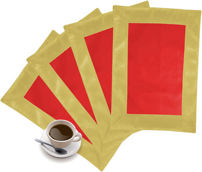 11% OFF on ZIKRAK EXIM Rectangular Pack of 4 Table Placemat(Red, Beige, Leather)