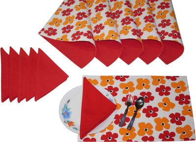 

Lushomes Rectangular Pack of 12 Table Placemat(Red, Cotton)