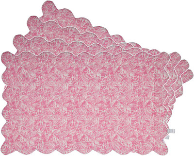 Zubix Rectangular Pack of 4 Table Placemat(Pink, Cotton)
