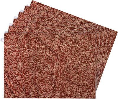 

Zubix Rectangular Pack of 6 Table Placemat(Maroon, Cotton)
